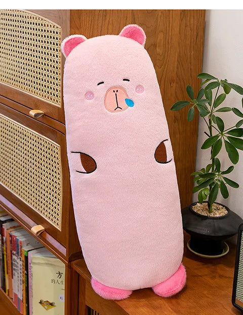 Kawaii Capybara Plush Toy Stuffed Animal Pillow Cuddly Long Body Doll for Kids Birthday Xmas Gift Soft Filled Plushie for Girls