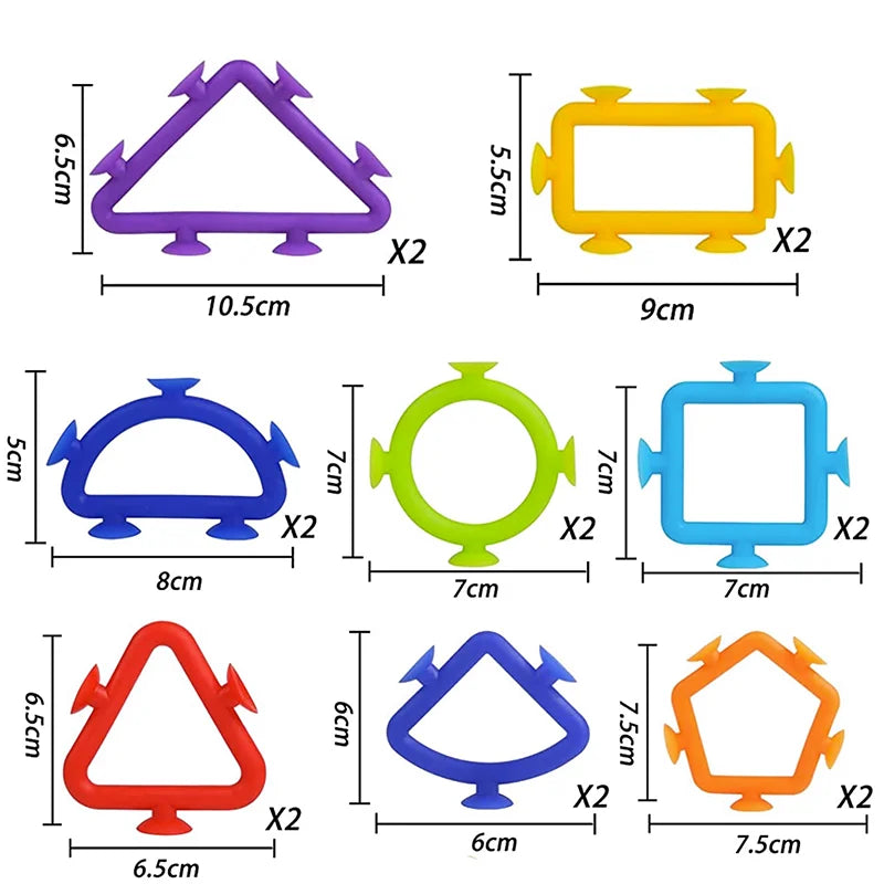 Soft Silicone Building Blocks Toy Animals Shape Suction Cup Bath Toys Parent- Interactive Games Stress Relief Toys