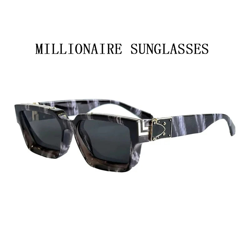 Retro Millionaire Square Sunglasses With UV400 Protection