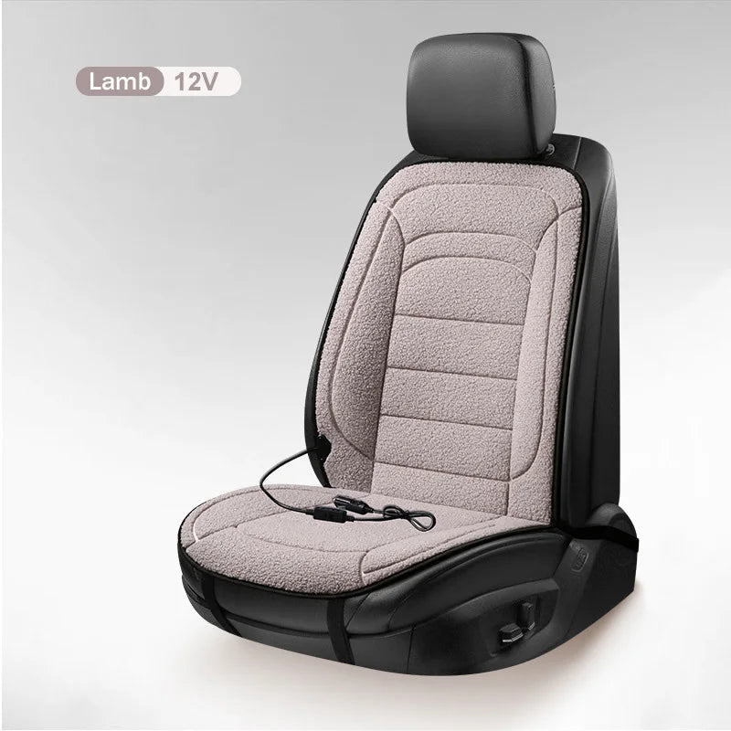 Heated Car Seat Cover 12V Fast Heating Seat Cushion Warm Plush Car Seat Heating Covers Seat Protector Auto Seat Heater Pads Mat