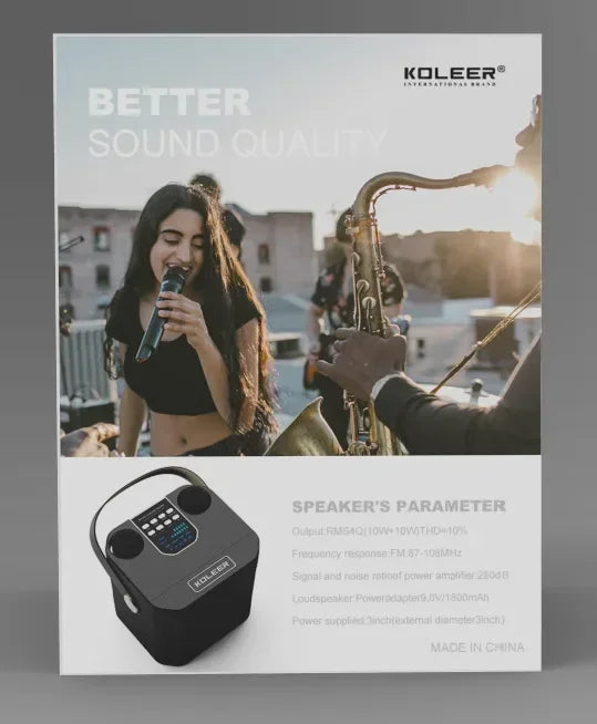 High Power Karaoke Bluetooth Speaker with Dual Microphone Boombox Portable 360 Stereo Surround Waterproof Wireless Subwoofer