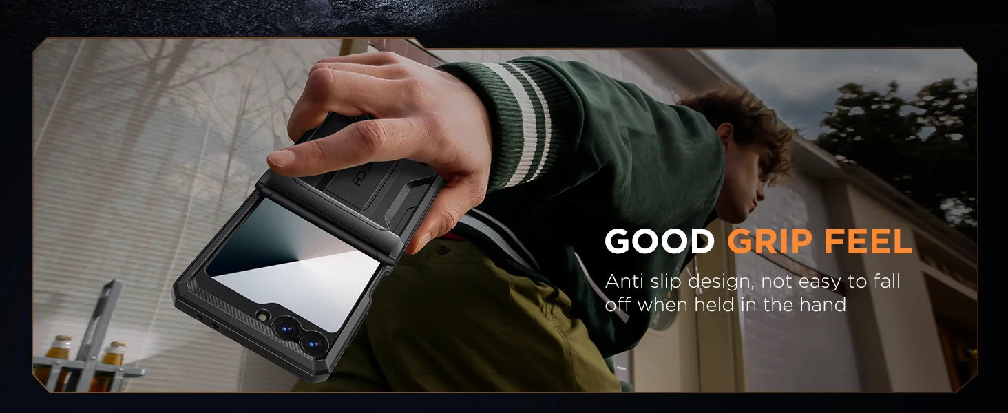 for Z Flip 6 Case with Kickstand Belt-Clip Hinge Protection Cover Screen Protector Military Grade Shockproof Phone Case