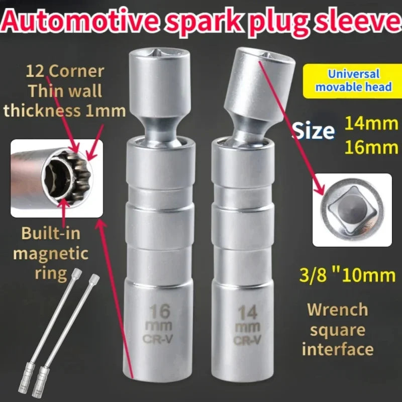 14mm 16mm Spark Plug Removal Tool Wrench  Sleeve 3/8-Inch 12-Point Swivel Candle Key 16mm Pull Out Spark Plugs