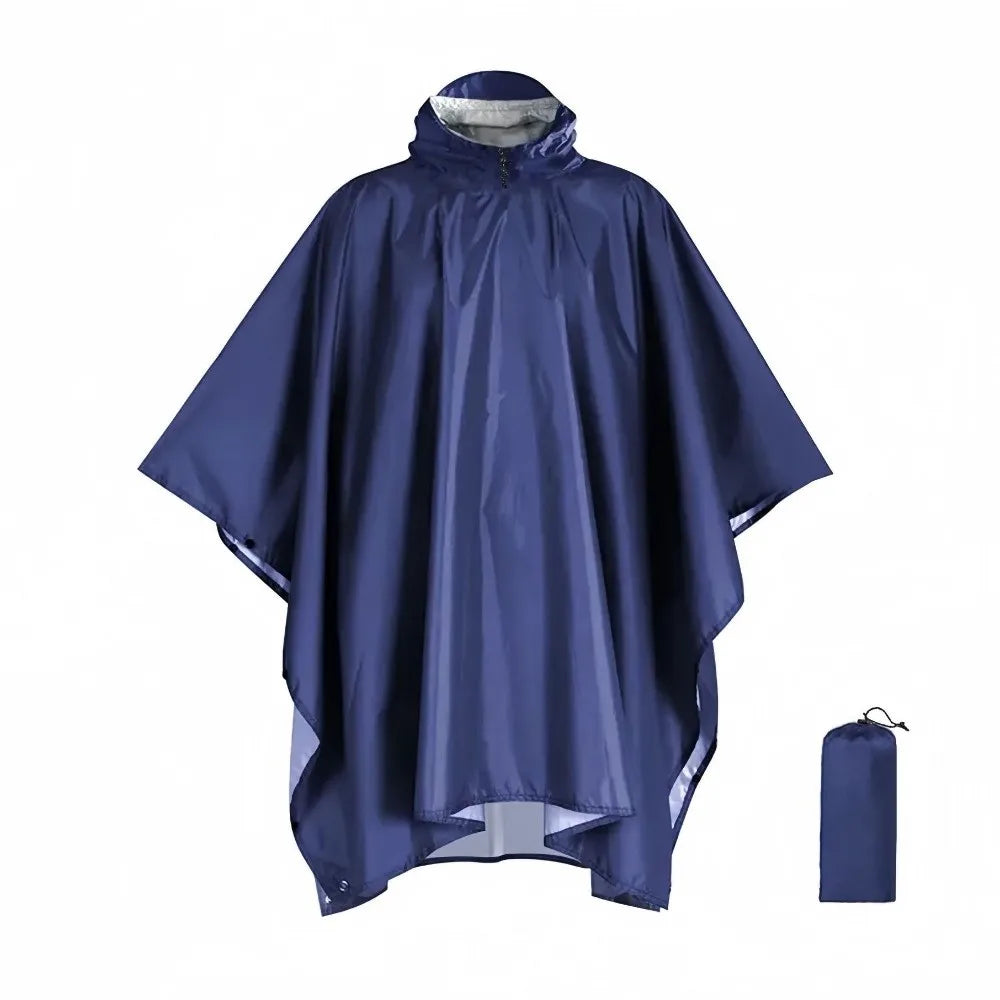 Three in One Waterproof Rain Poncho with Hood and Sleeves for Hiking