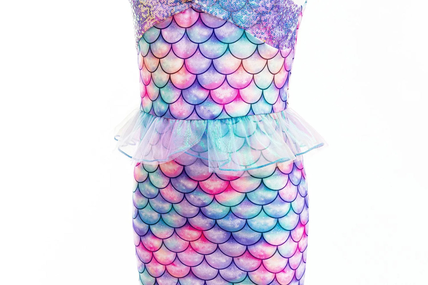 Ariel Mermaid Dress Gown Fashionable Princess Roleplay Costume for Girls