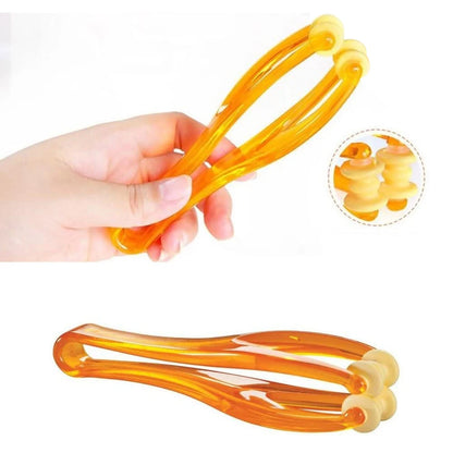 Orange Finger Joints Massager Hand Handheld Blood Circulation Tool Stress Relief Plastic Care Relax Double Rubber Roller Massage