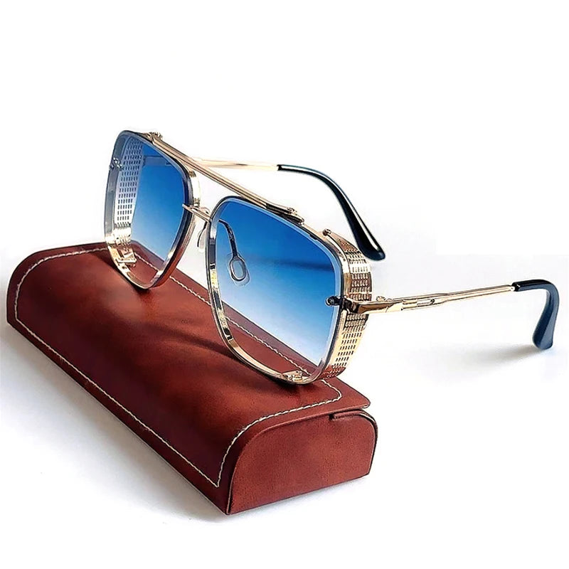 Vintage Steampunk Square Sunglasses With UV400 Protection