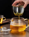480/650ml Stripe Clear Glass Teapot With Tea Strainer Infuser Heat-resistant Kettle Kung Fu Flower Puer Oolong Pot Teaweare