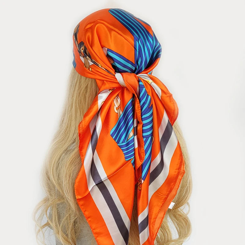 Retro Women Silk Scarf Bandanna Fashion Bohemian Pattern Square Hijab Lady Wrap Headband foulard muffler