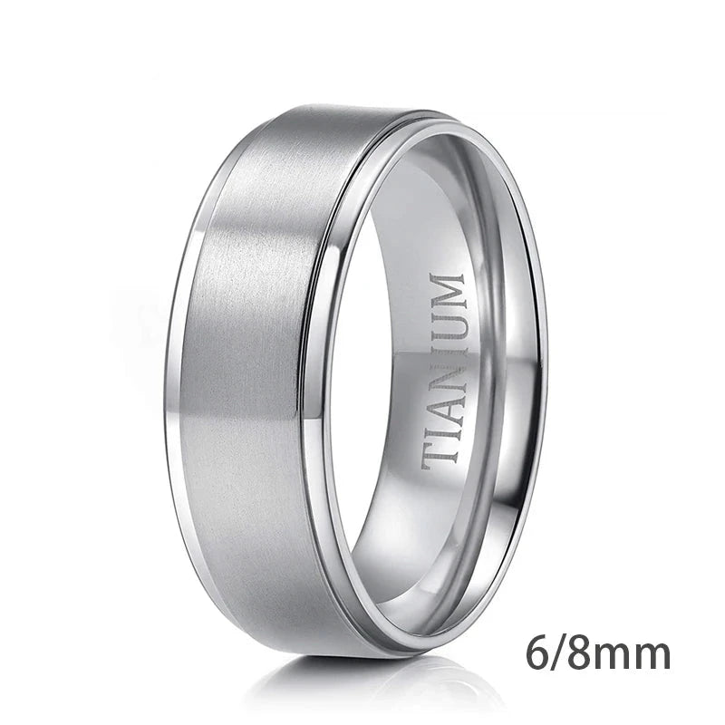 6mm Men Ring Titanium Silver Color 8mm Man Women Engagement Ring Wedding Band Simple Finger Rings