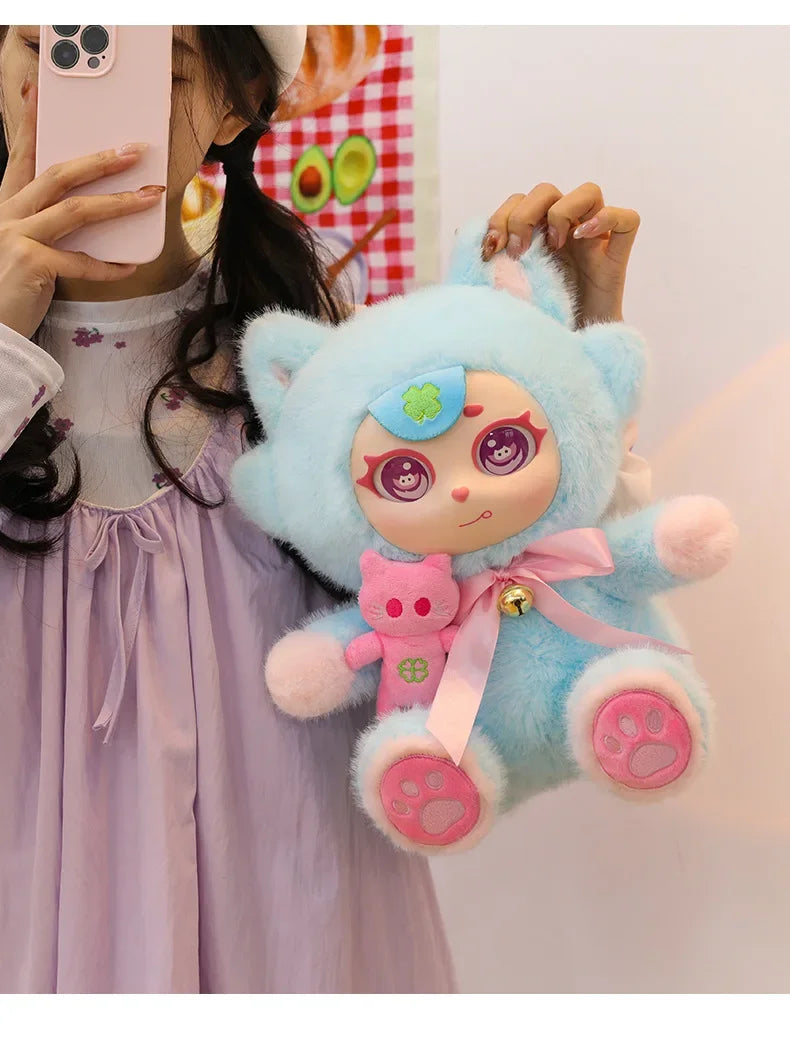Purple Moon Ghost Cat Plush Toy With Mini Cat Pendant