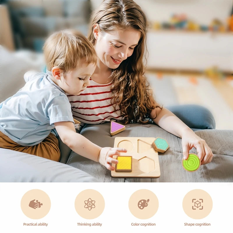 Baby Wooden Montessori Toy 0-12 Months Baby Sensory TouchToy Newborn Shape Recognition Game Educational Preschool Toys Baby Gift