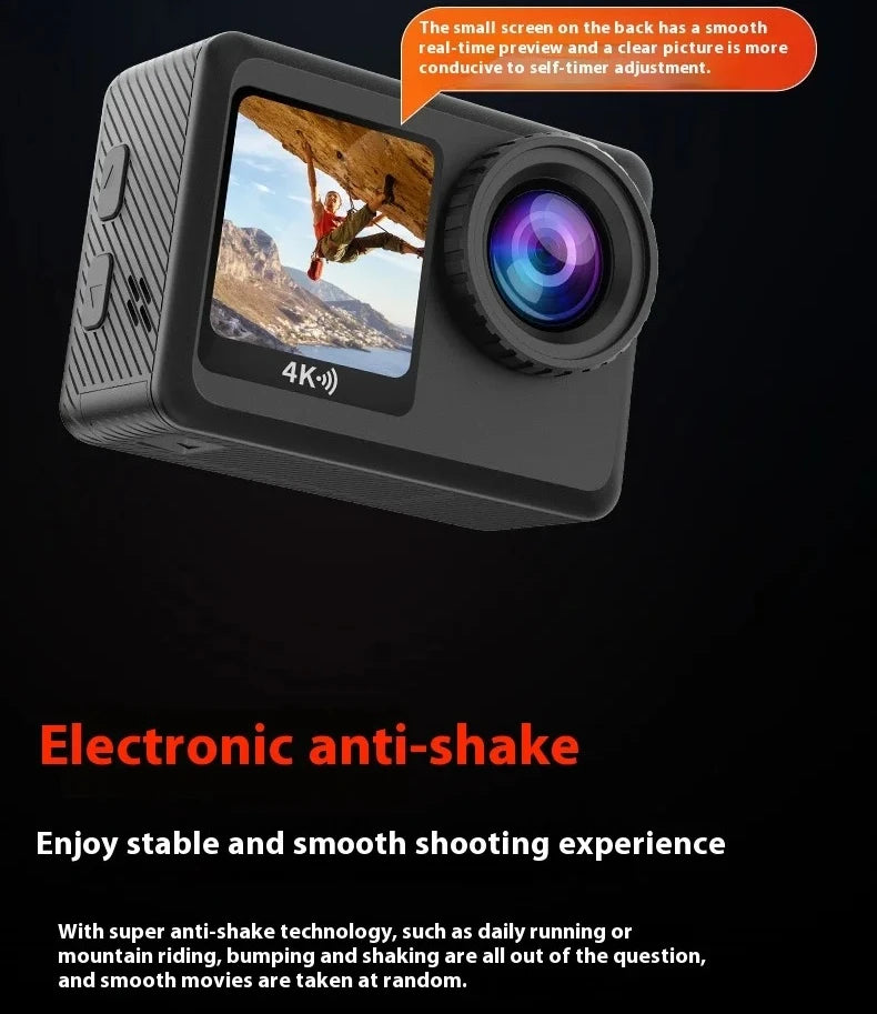 5K Magnetic Action Camera with Dual Touch Screen 4K60FPS 6-Axis EIS Waterproof Sports Camera for Cycling Vlog
