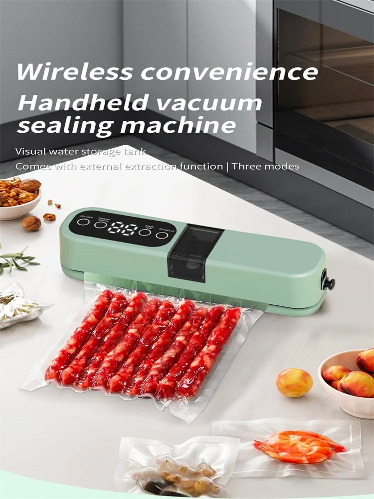 Portable USB Rechargeable Vacuum Sealer – Automatic Food & Snack Sealing Machine with 10 Vacuum Bags, 60KPa Strong Suction