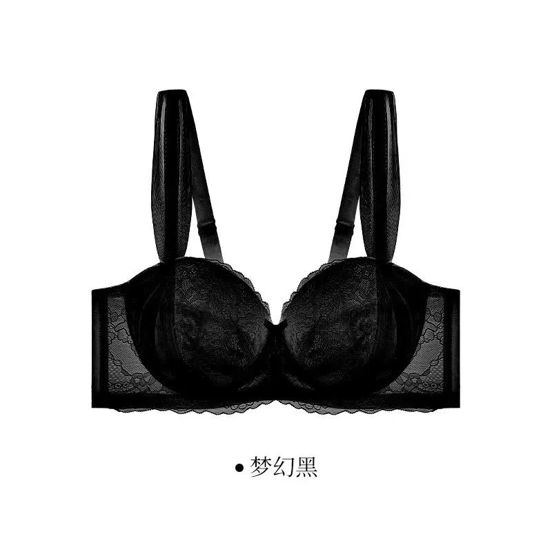 Womens French Lace Underwire Push Up Minimizer Bra