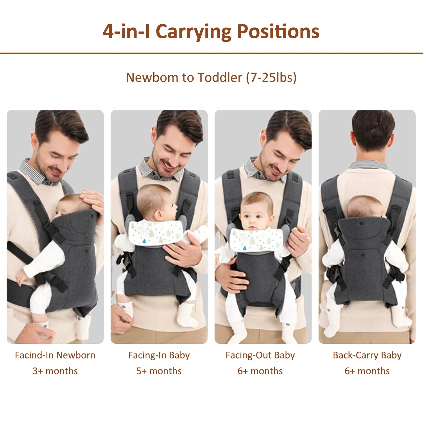 Carrier s To  7-45lbs All Seasons Foldable  Carriers Front and Back with Hip Seat Lumbar Support