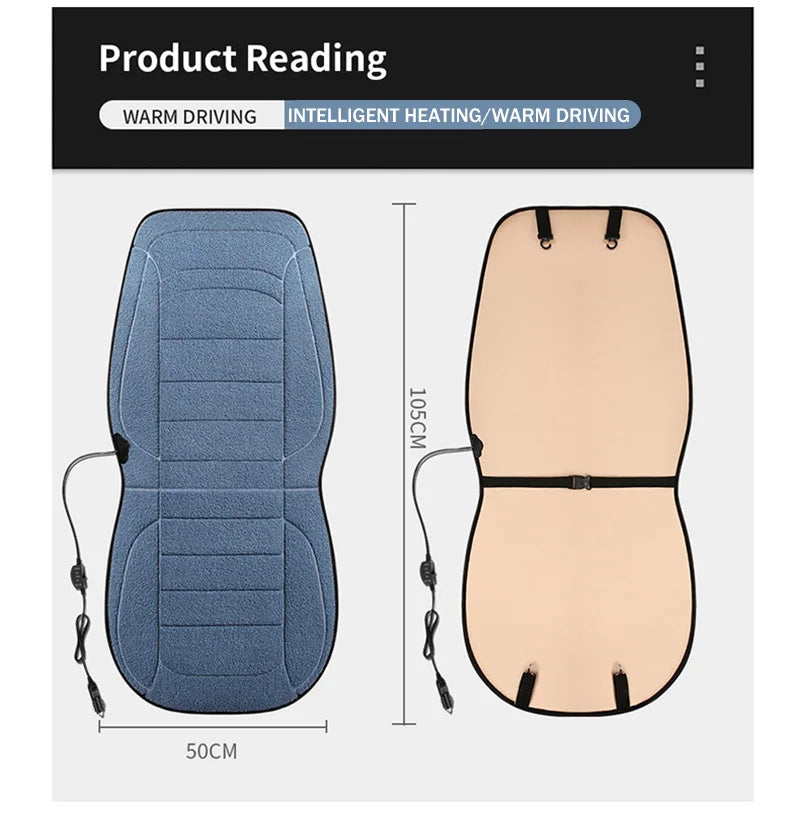 Heated Car Seat Cover 12V Fast Heating Seat Cushion Warm Plush Car Seat Heating Covers Seat Protector Auto Seat Heater Pads Mat
