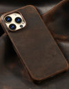 for Magsafe Case for iPhone 15 16 Pro Max 16Pro Retro Luxury Full Grain Cowhide Genuine Oiled PULL-UP Leather Magnetic Cover