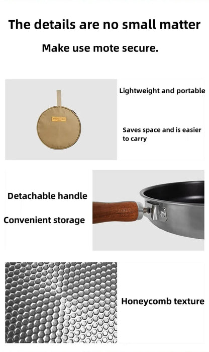 Outdoor Camping Non-stick Frying Pan Breakfast Pancake Pot  Stainless Steel Cooking Food Induction Cooker Fry Pan