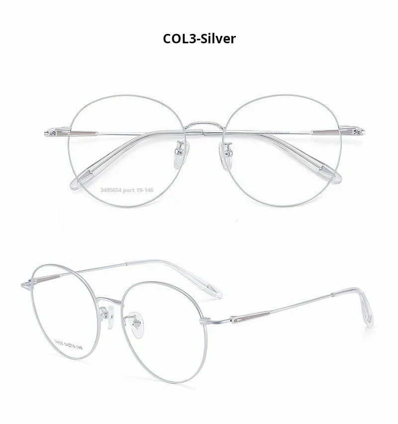 Retro Round Lightweight Alloy Eyeglasses Frames