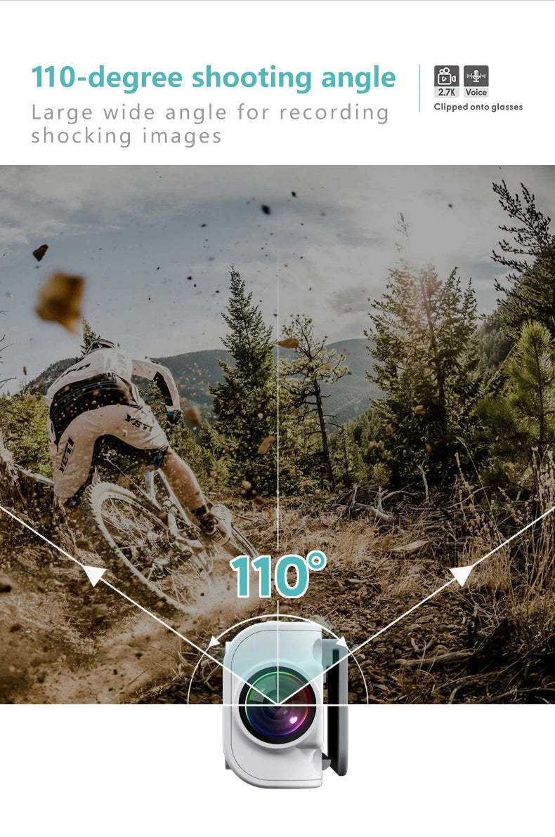 Mini FPV Eyeglasses Action Camera 2.7K Sport Bodycam WiFi Video 0.96