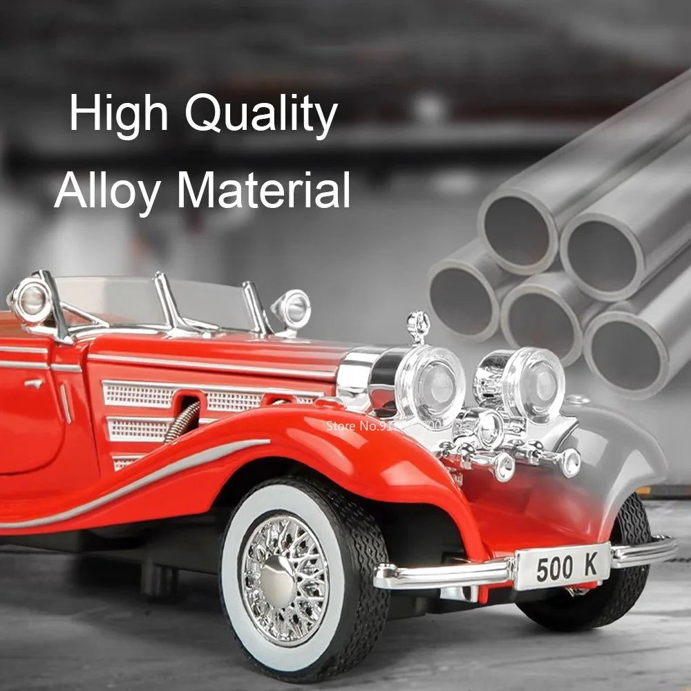 Scale 1:32 500k GLS580 Classic Car Model Toy Doors Opened Alloy Body Rubber Tire Vehicle Sound Light Models Collection Boys Gift