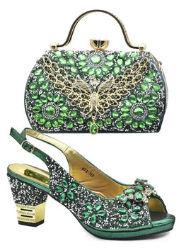Italian Women Wedding Shoes and Bag Set Decorated with Rhinestone Women Shoe Size 43 Shoes for Women 2025