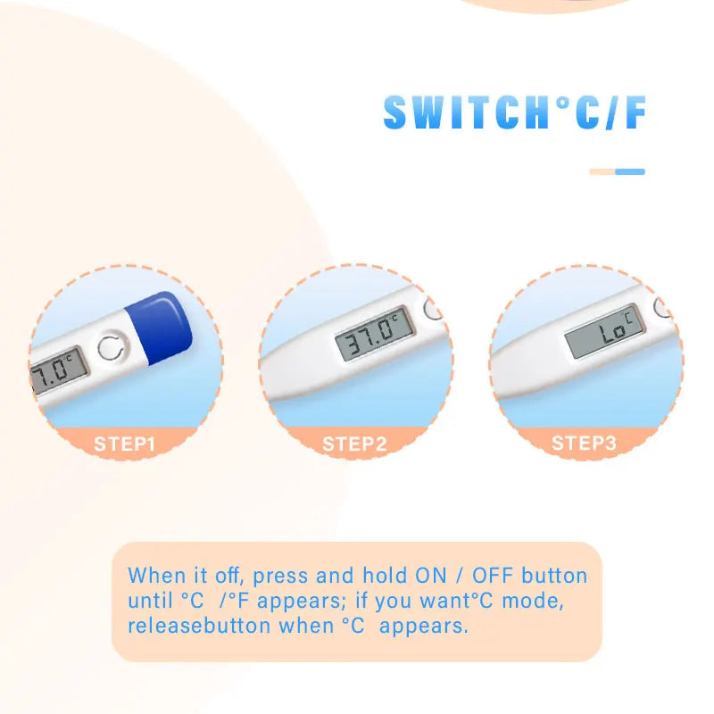 1 PC Digital Thermometer Good Quality Clinical Oral Underarm Rectal Test  Adult Fever Temperature Basal Rigid Tip Termometer