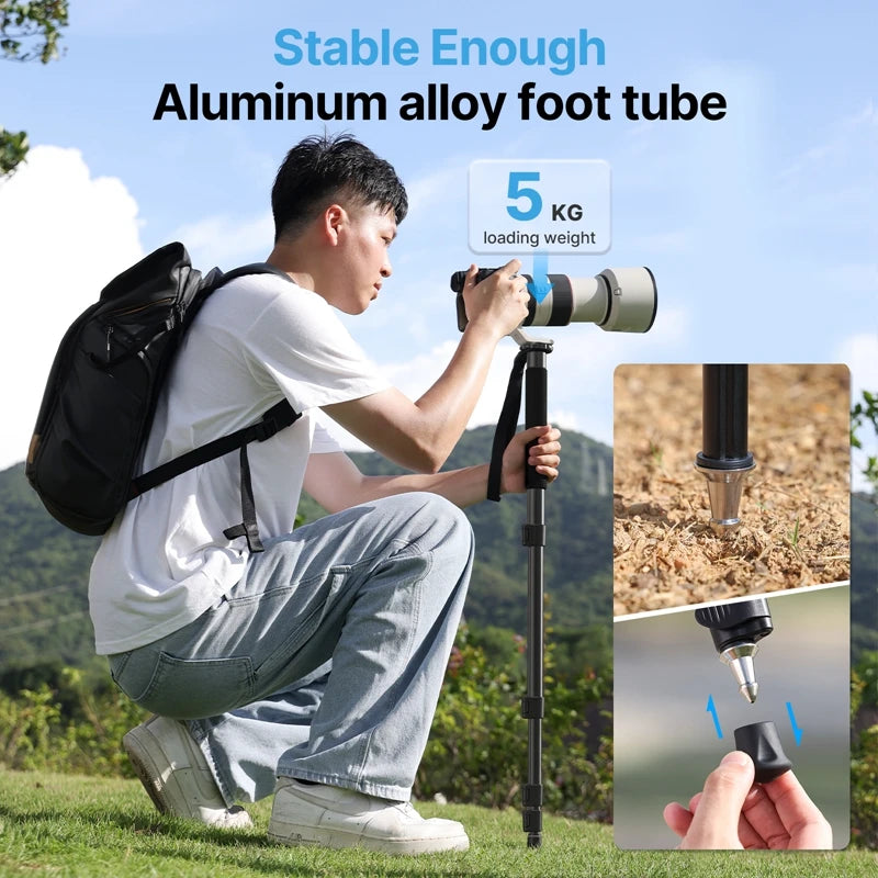 Metal Tripod Monopod for Camera DSLR Smartphone Monopod Stable and Portable Selfie Stick Hiking Pole Stick