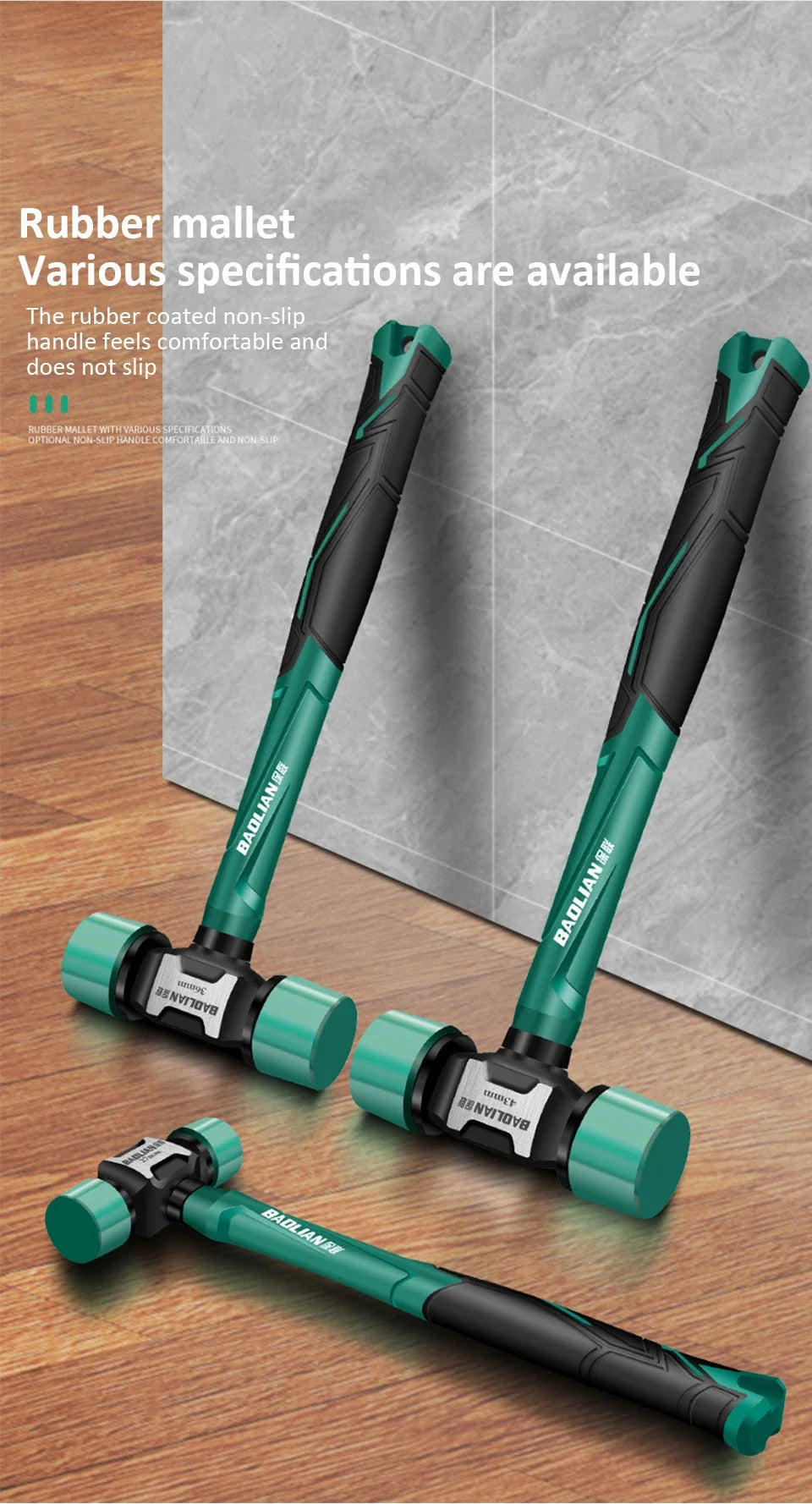 Rubber Hammer Transformable Multifunctional High Resilience Rubber Hammer Anti-vibration and Non-slip Professional Work Tools