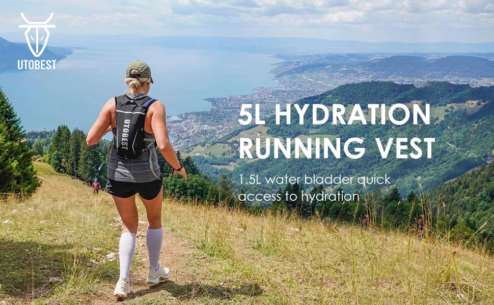 Trail Running Backpack 5L Ultra Lightweight Hydration Vest with 1.5L Water Bladder for Bicycle Marathon Hiking