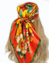 Retro Women Silk Scarf Bandanna Fashion Bohemian Pattern Square Hijab Lady Wrap Headband foulard muffler