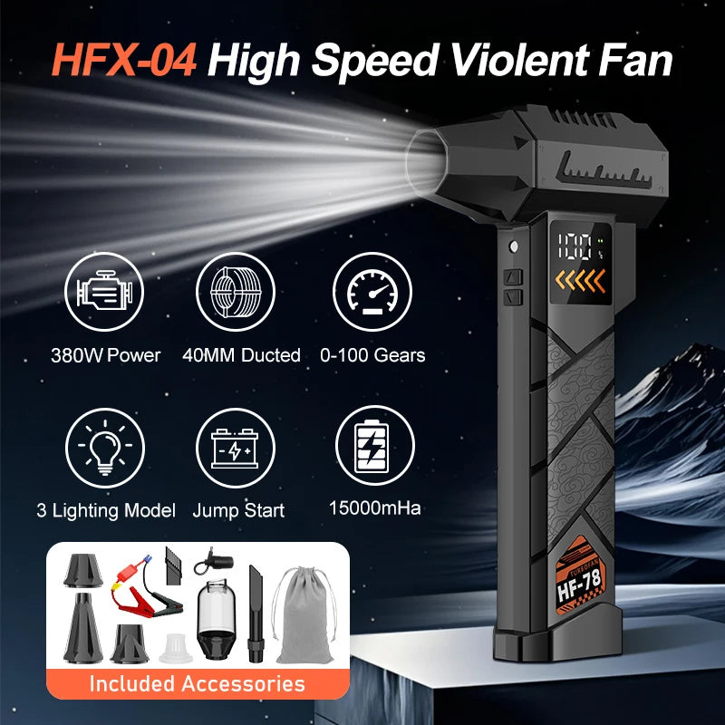Super Powerful 2800000RPM Electric Jet Blower Cordless Compressed Air Vacuum Cleaner Car Emergency Power Supply