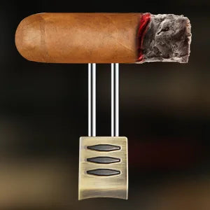 Cigar Lighter, 7-in-1 Cigar Lighter, Dual-Flame Windproof, Built-in Dual Punch, V-Cut, Flat Cut, Cigar Holder (No Butane)