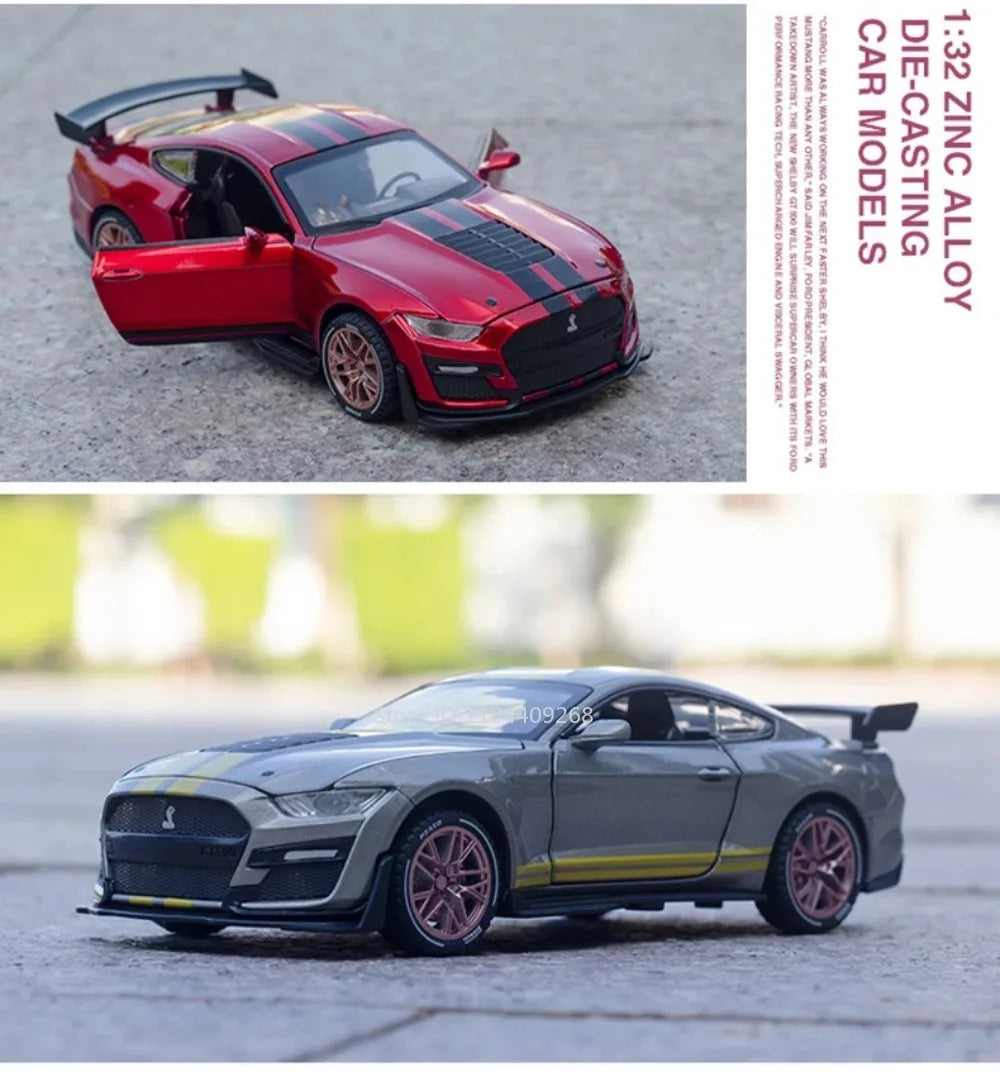 Scale 1:32 Mustang Shelby GT500 F-150 Toy Car Model Alloy Diecast Sound Light Pull Back Vehicle Models Birthday Gifts