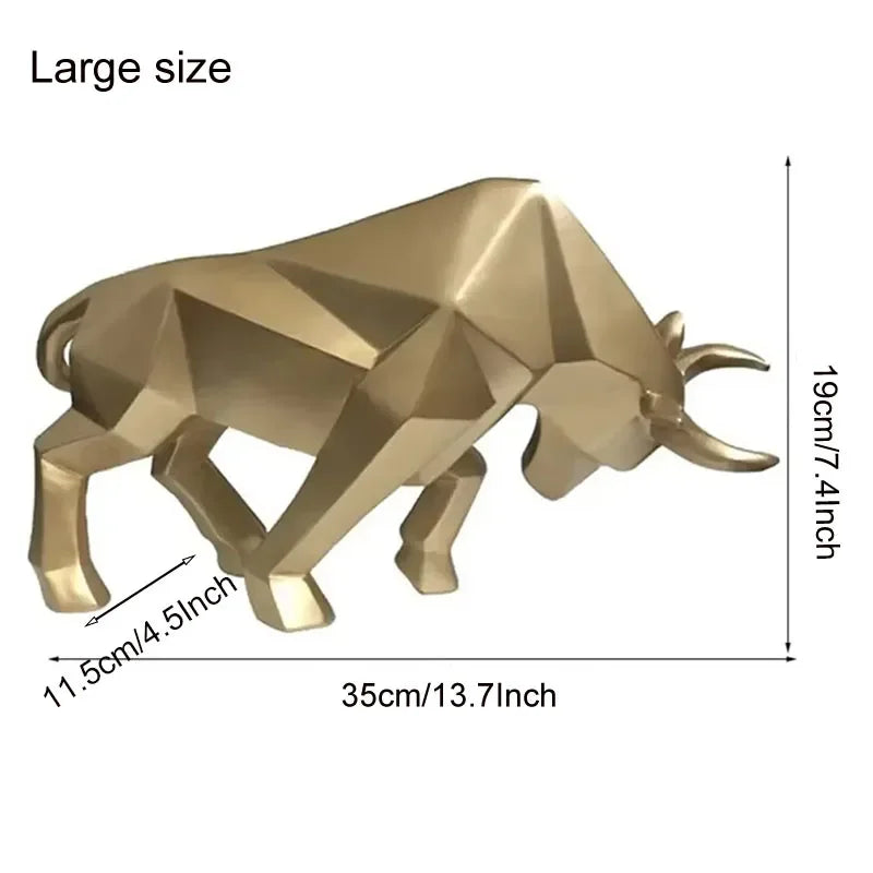 Geometric Resin Bull Statue Bison Sculpture Decoration Abstract Animal Figurine Room Desk Home Decoration Gift