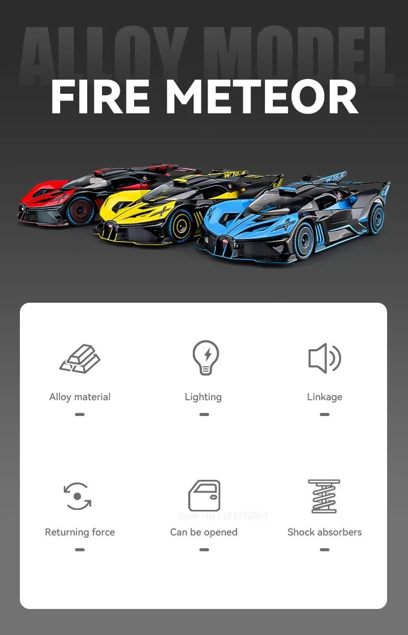 1:24 Bolide Revuelto Alloy Model Diecast Car Toys Doors Opened Sound Light Pull Back Miniature Vehice Boy Adult Birthday Present