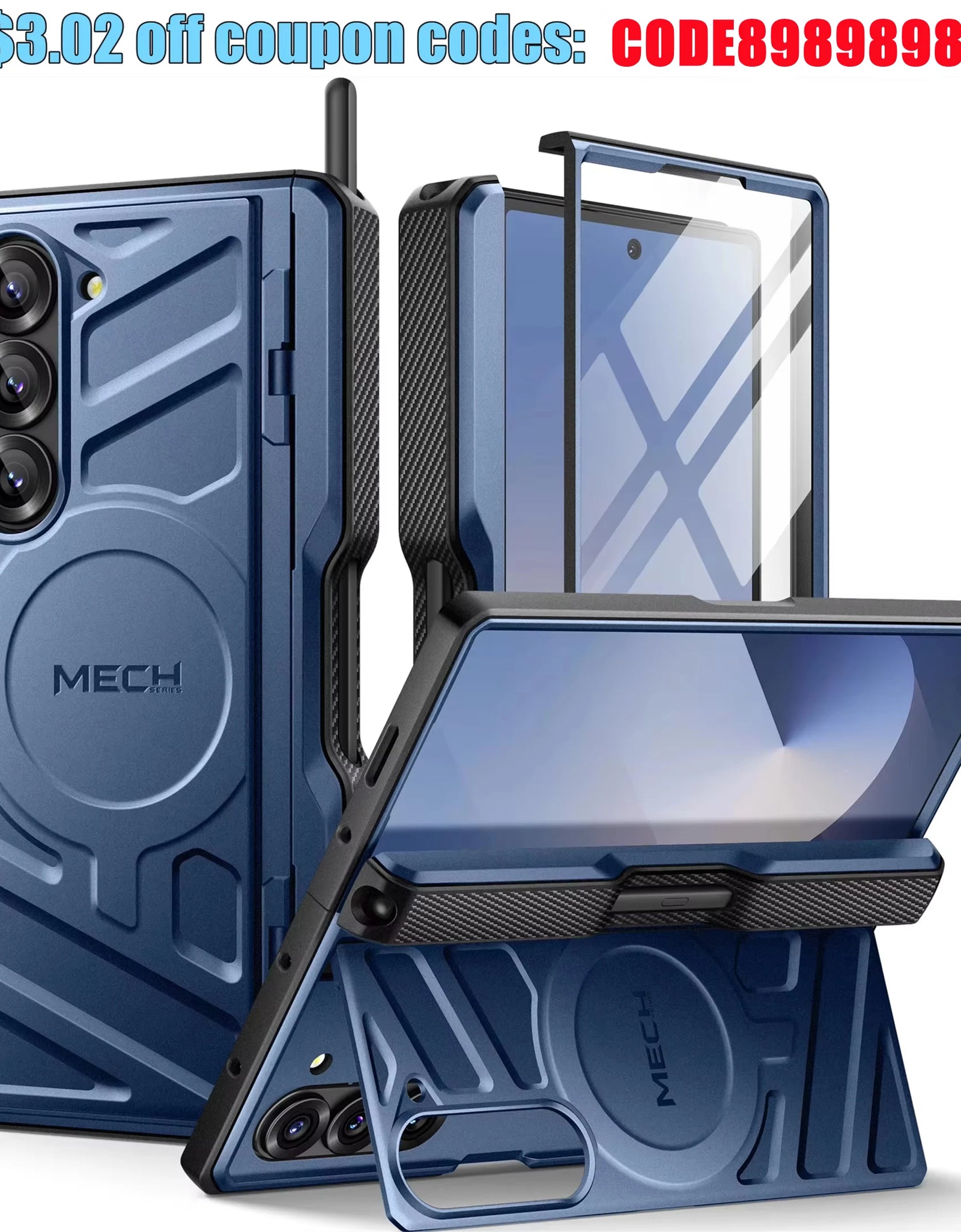 Strong Magnetic Case for Samsung Galaxy Z Fold 6 with MagSafe Built in Screen Protector Belt Clip Kickstand Function Phone Case