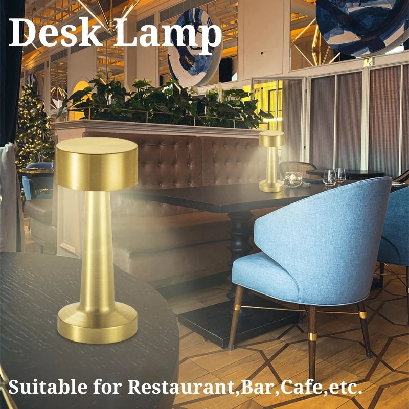 USB with Touch Sensor Dimmable Metal Table Lamp 3 Colors Bedroom Nightstand Kids Wireless LED Night Light Rechargeable Battery