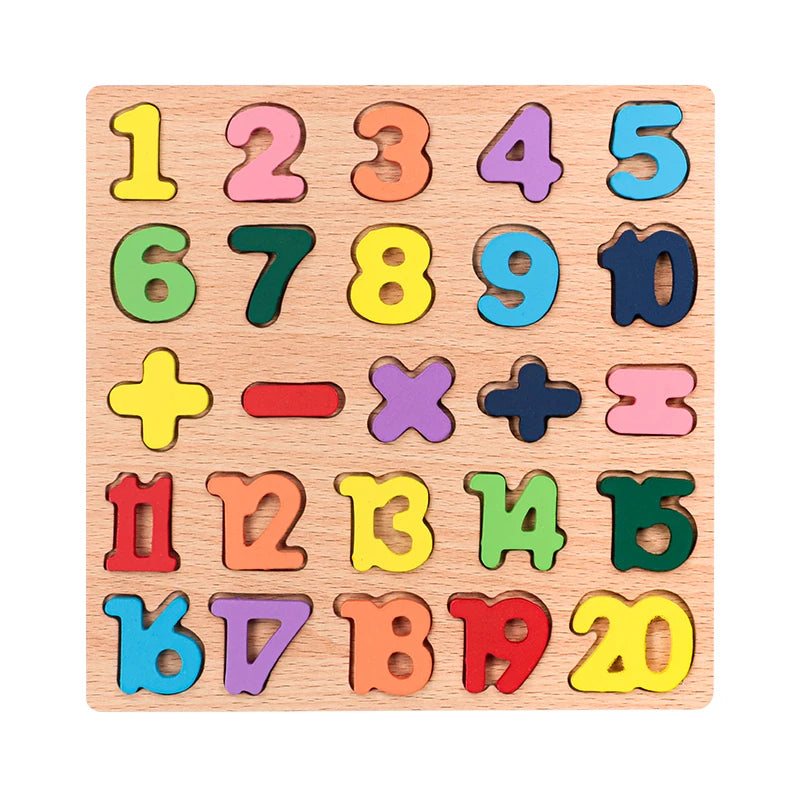 Wooden Alphabet and Number Learning Puzzle Board