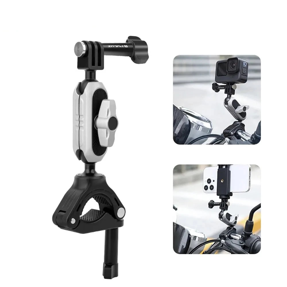 Handlebar Arm Mount with Phone Clamp & Mount Adapter & Long Screw for Gopro Sports Cameras and Smartphones