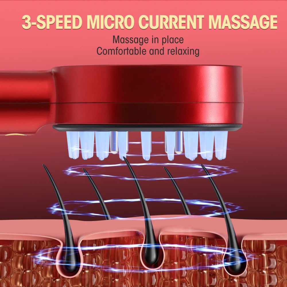 Electric Massage Comb Micro Current  Soothes Scalp EMS Red and Blue Light Spray CombEssential Oil Liquid Applicator