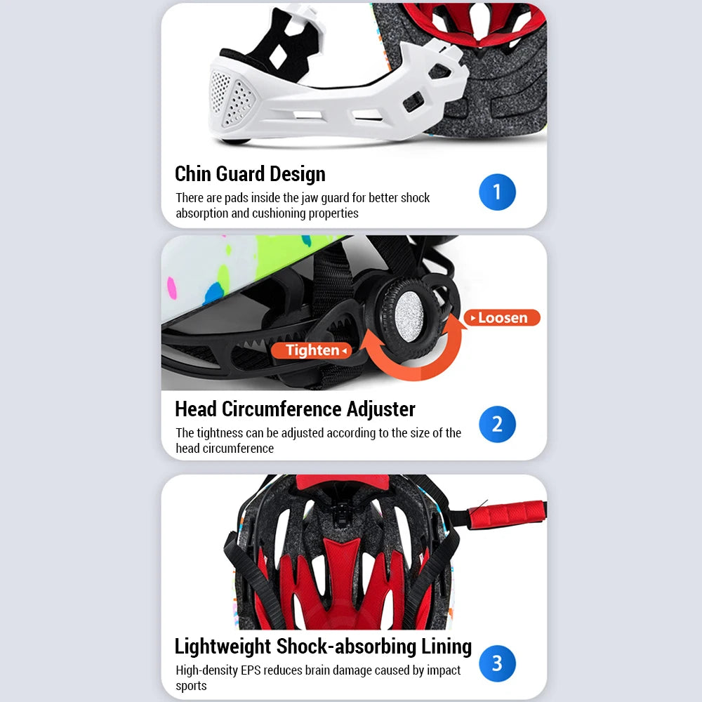 Adjustable Breathable  Bike Helmets  Lightweight Full Face Bicycle Helmet with LED Light 16 Openings for 46-54cm Head