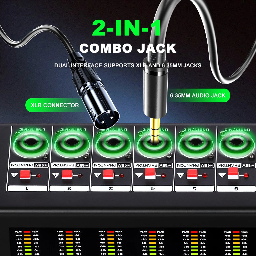 Professional 8 Channel Audio Mixer Console with USB Bluetooth and 256 DSP Effects