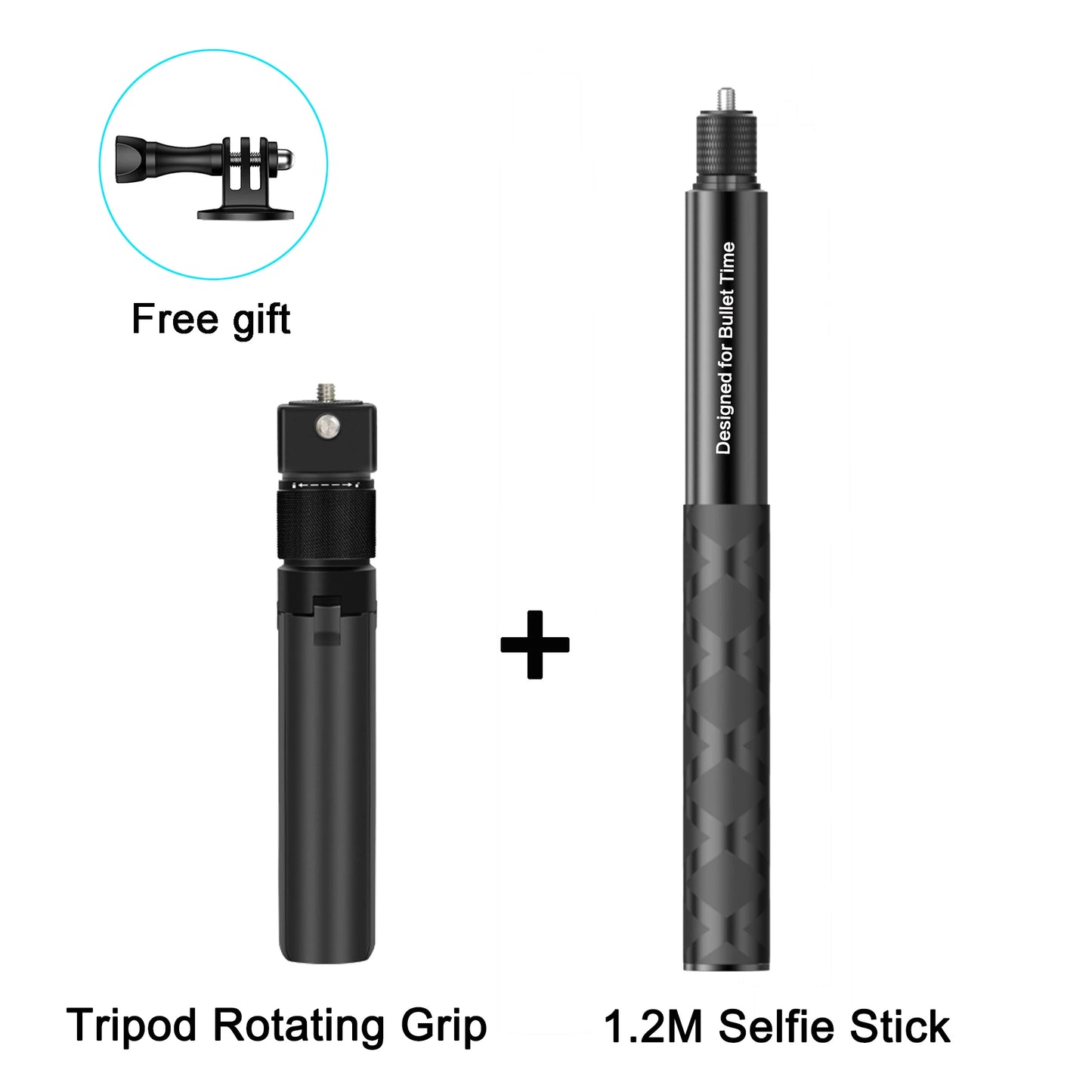 Invisible Selfie Stick and Bullet Time Handle Bundle for Insta360 X5 X4 X3 GO 3S Ace Pro