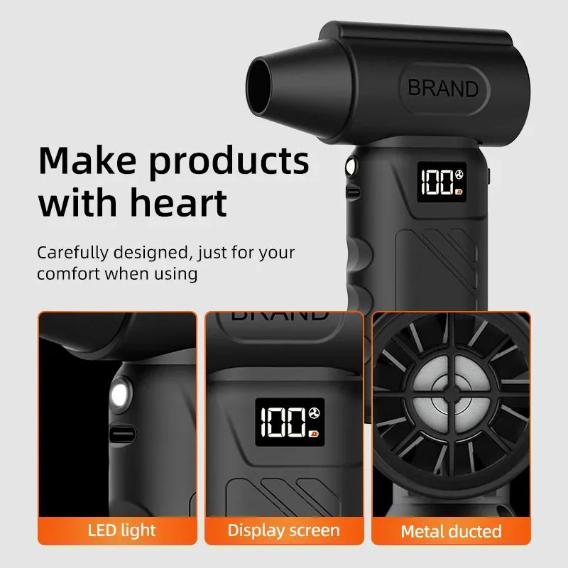 Mini pocket fan, 580,000 RPM turbo hair dryer, portable cordless vacuum cleaner, snow blower, multi-functional cleaning tools