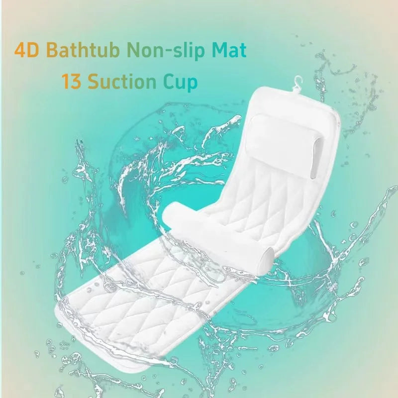 Full Body Bath Pillow Non-slip Bathtub Cushion Bath Tub Headrest Waist Pillow Breathable Bath Mat For Any Tub