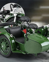 1/10 Alloy Retro Tricycle Side-car Motorcycle Model Diecast Metal Classic Military Motorcycle Model Sound and Light Toy Gift
