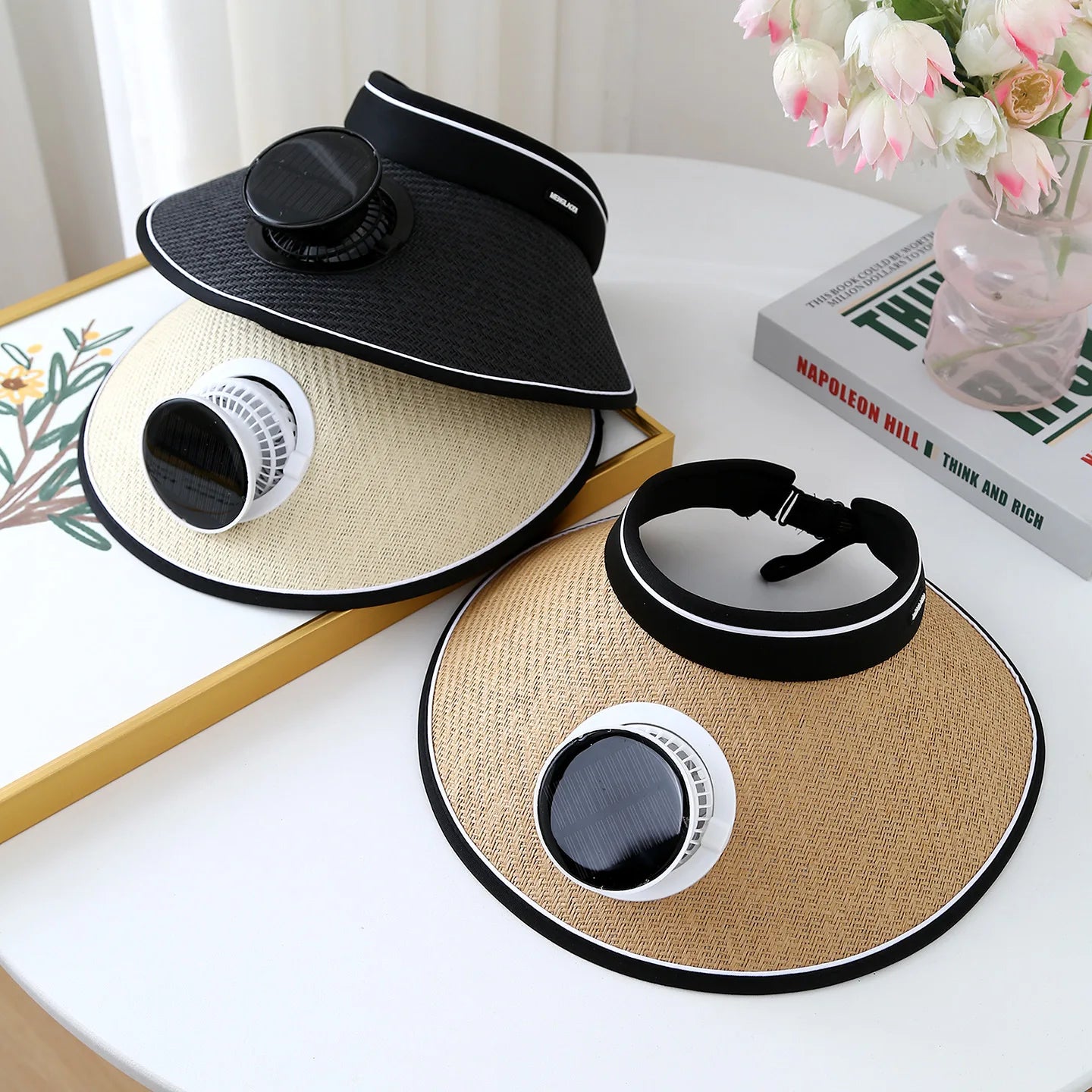 Wide Brim Sun Hat With Solar Powered Fan