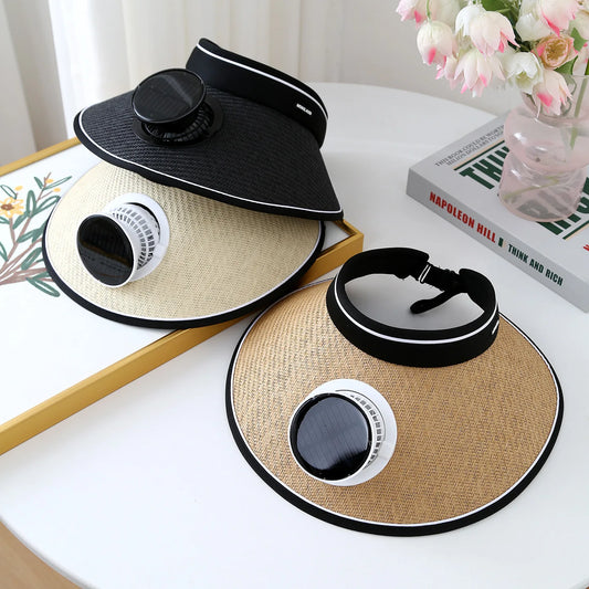 Wide Brim Sun Hat With Solar Powered Fan